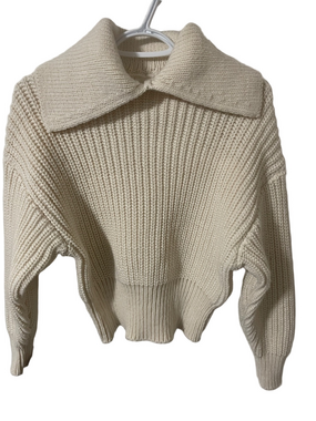 H&M Cream Ribbed Collared Sweater Size XS